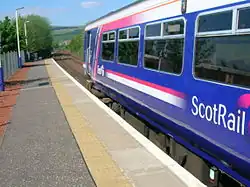 Platform 1 and a train for Kirkconnel in 2007
