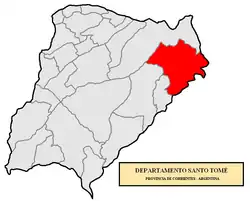 location of Santo Tomé Department in Corrientes Province