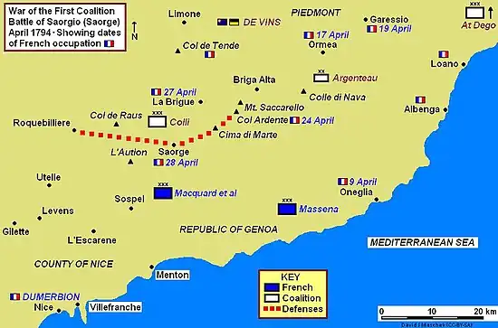 Map of battle area on French-Italian border