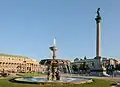 Fountain on Schlossplatz with the Königsbau in the background.