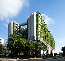 Green wall of the School of the Arts in Singapore by WOHA (2010)