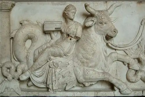 Relief of a Nereid riding a sea-bull
