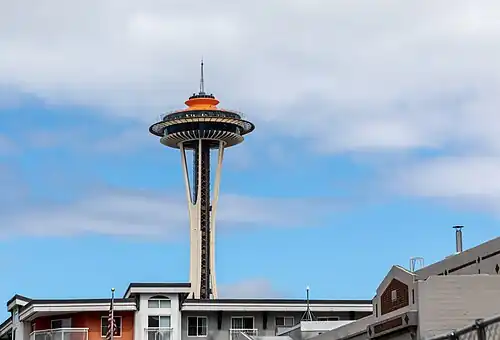The Space Needle, in Seattle WA, resembles a flying saucer and draws inspiration from the Space Age.