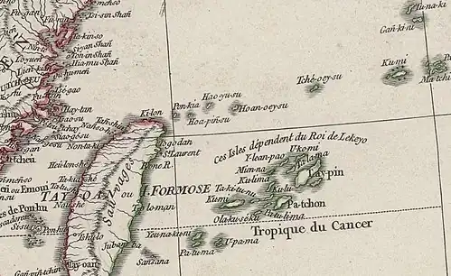 Map including Pengjia Islet (labeled as Pon-kia) (1752)