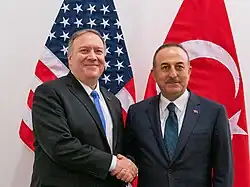 20 November 2019 Turkish Foreign Minister Mevlüt Çavuşoğlu with U.S. Secretary of State Mike Pompeo;