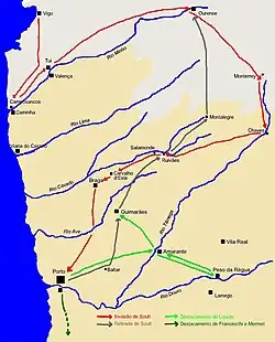 Map showing the different troop movements.