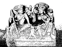 Statue of Kubera and Hariti.