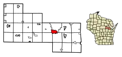 Location of Shawano in Shawano County, Wisconsin