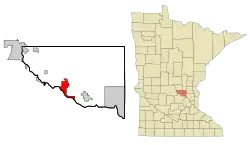 Location of the city of Becker within Sherburne County, Minnesota
