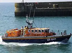 The Shoreham lifeboat Hermione Lady Colwyn (ON 1158) which served at the station from 30 September 1990 to April 2010