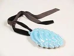 Necklace in the shape of a leaf with a black velvet cord, 1920-30.