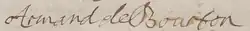 Armand de Bourbon's signature