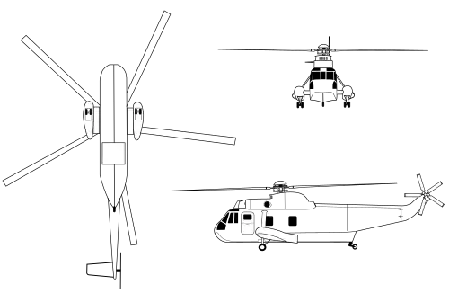 Orthographically projected diagram of the SH-3 Sea King