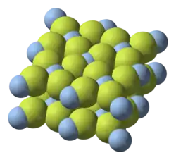 Crystal structure of silver(II) fluoride.