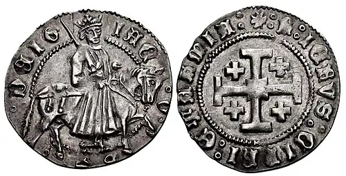 Jerusalem cross on a silver coin of James II of Cyprus (1463–1473)