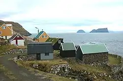 Skarvanes, with the islands of Lítla Dímun and Stóra Dímun in the background
