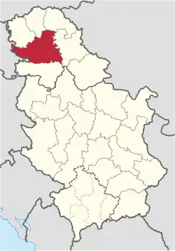 Location of district in Serbia