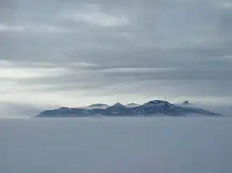 Ross Island, Antarctica. Topographical map, scaled one to two hundred and fifty thousand. Sourced from the United States Geological Survey