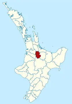 South Waikato district within the North Island