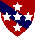 Southern Command Royal Engineers (Red with a blue diagonal line and white stars)