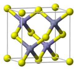 Ball and stick cell model of indium antimonide