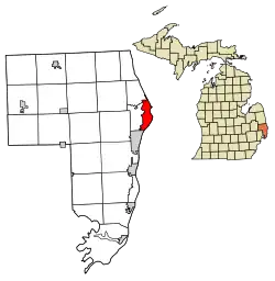 Map of St. Clair County highlighting City of Port Huron (County seat) in red.