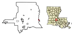 Location of Krotz Springs in St. Landry Parish, Louisiana.