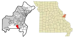 Location within St. Louis County, Missouri