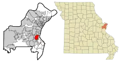 Location of Webster Groves, Missouri
