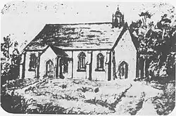 A painting/sketch of the original St John's church