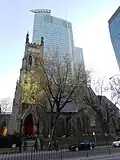 Saint George Anglican Church in Montreal, located in front of 1250 René-Lévesque.