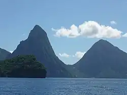 Pitons from the ocean