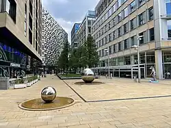 St Pauls is a new, mixed use development which forms part of the St Paul's Place development. In the top left corner is the Main St Paul's tower. Below it is the Tower 2, connected to the main tower but half the height. All have been completed within the last 5 years and represent some of the newest architecture in the city.
