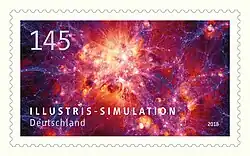 Stamp of German Postal Service in honor of the Illustris Simulation (2018)
