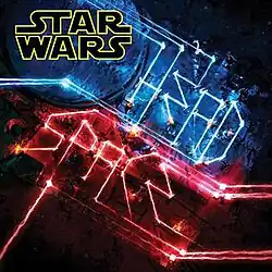 The Star Wars logo on the top left, along with flashing red and blue lights displaying "Headspace"