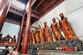 Statues of the Twenty-Four Devas (二十四諸天 Èrshísì Zhūtiān) on the right side of the Mahavira Hall