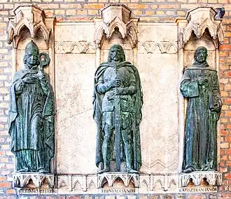 Statues of Julian Cesarini, John Hunyadi and John of Capistrano in Szeged, Hungary (made by Ferenc Sidló in 1930)
