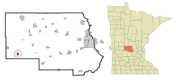 Location of Belgrade within Stearns County, Minnesota