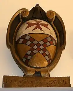 The arms of Jacopo Fioravanti c. 1570 in the Palazzo della Carovana, the headquarters of the Knights of St. Stephen, Pisa.