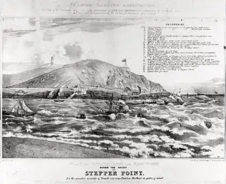 Lithograph of proposed capstans on Stepper Point