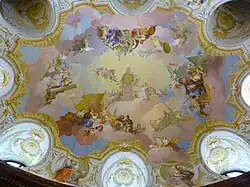 Glory of the House of Austria, Ceiling fresco in marble hall of Klosterneuburg Monastery (1749)