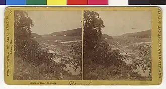 Stillwater boom full of floating logs on the St. Croix River