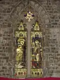 Stained glass window inside the church