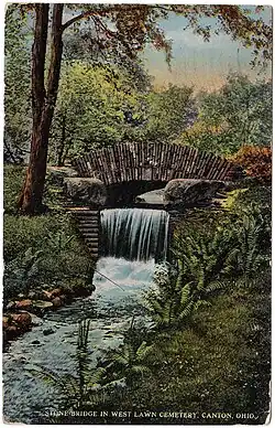 Stone Bridge (1916) in West Lawn Cemetery in Canton, Stark County