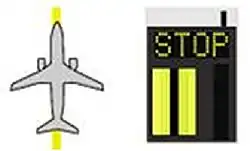 Aircraft location: Nose landing gear positioned on centreline at stop position