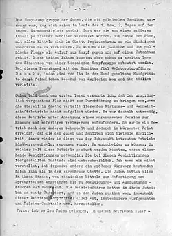 Page 5 of Stroop Report describing German fight against "Juden mit polnischen Banditen" - "Jews with Polish bandits".[21]