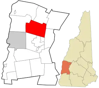 Location in Sullivan County and the state of New Hampshire.