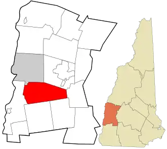 Location in Sullivan County and the state of New Hampshire.