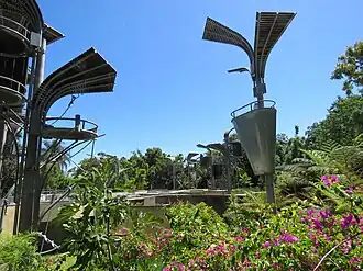 Panoramic view of some of the zoo's Sumatran orangutan's climbing towers