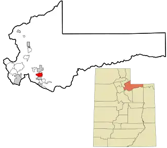 Map highlight indicating Marion township in northeastern Summit County, in southwestern Utah